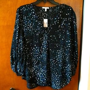NWT Maurices Black Pattern Blouse Sz. L